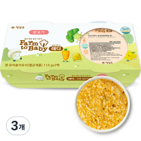 팜투베이비 레디 실온이유식 완료기, 닭가슴살청경채진밥, 220g, 3개