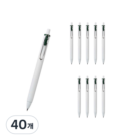 유니볼 원 중성 잉크펜 0.38mm, 그린블랙, 40개