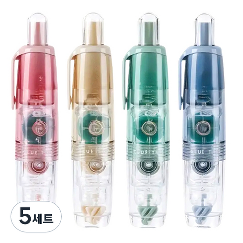 다다 리틀푸딩 360도 회전형 양면 풀테이프 6mm x 5m 4종세트, 혼합색상, 5세트