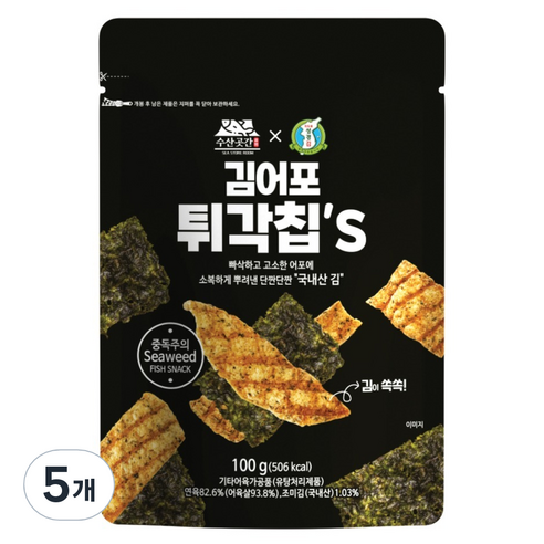 수산곳간 김어포 튀각칩, 100g, 5개
