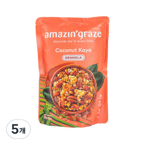 어메이징 그레이즈 코코넛 카야 그래놀라 시리얼, 250g, 5개