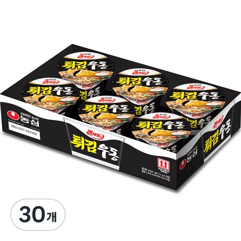 농심 튀김우동 큰사발면 111g, 30개