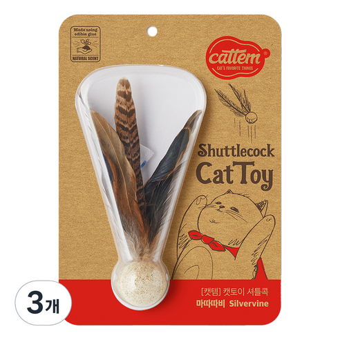 캣템 고양이 셔틀콕 장난감 3 x 16 cm, 3개, 마따따비