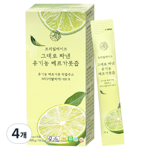 트리밀데이즈 그대로 짜낸 유기농 베르가못즙, 4개, 300g
