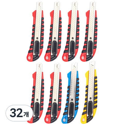 다다 RUBBER GRIP 커터칼 대형 18mm, 랜덤 발송, 32개