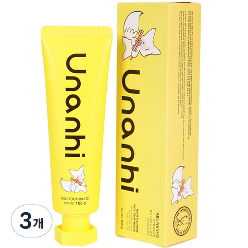 유난히 아동용 또바기 고불소 비건 치약 블루베리향, 100g, 3개
