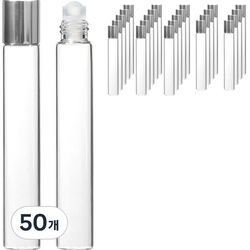 롤온 향수 용기 10ml, 50개, 실버(캡), 투명(용기)