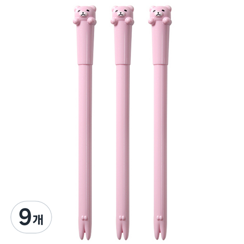 큐티베어 젤펜 0.5mm, 퍼플, 9개