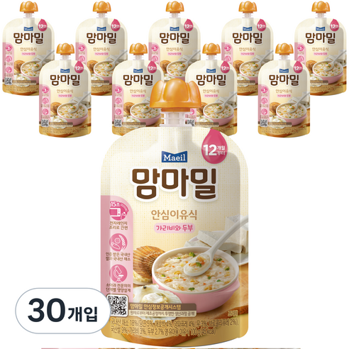 맘마밀 안심이유식 12개월, 가리비와 두부, 100g, 30개