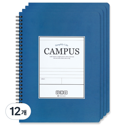 포포팬시 3000 캠퍼스 스프링 노트, 네이비, 12개