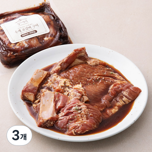 설야멱적 수제 포갈비 구이, 600g, 3개