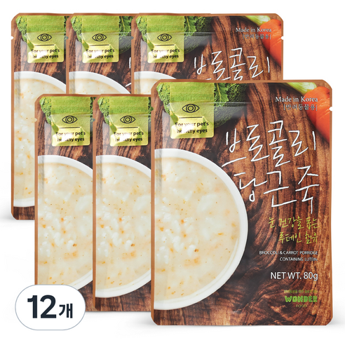원더푸드 강아지 건강죽, 브로콜리 당근죽, 80g, 12개