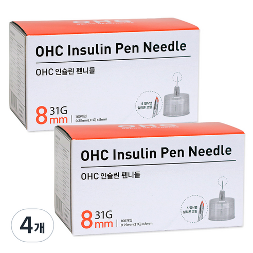 OHC 인슐린 펜니들 31G 8mm, 4개, 100개입