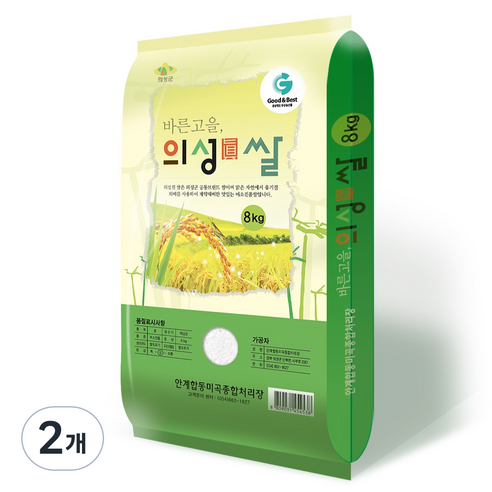 의성진쌀 미소진품 단일미 상등급, 8kg, 2개, 상