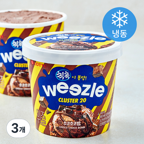 롯데웰푸드 위즐 초코초코밤 아이스크림 (냉동), 3개, 1개입, 660ml