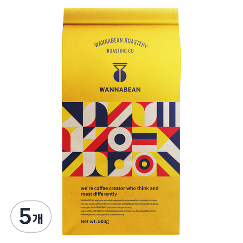 워너빈 아로마 블랜딩, 프렌치프레스, 500g, 5개