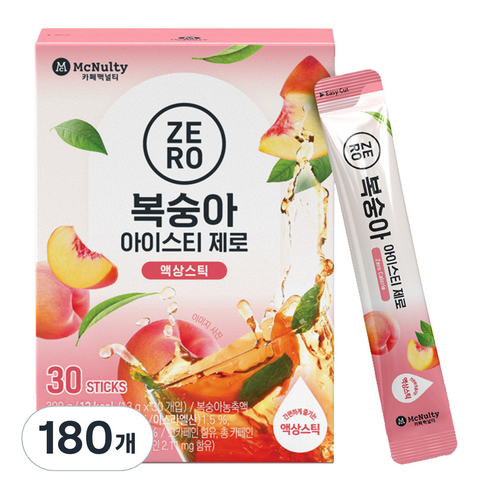 맥널티커피 복숭아 아이스티 제로, 13g, 180개