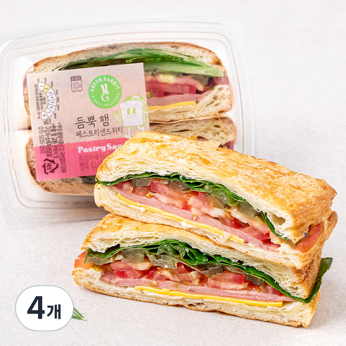 그린래빗 듬뿍 햄 페스트리 샌드위치, 155g, 4개