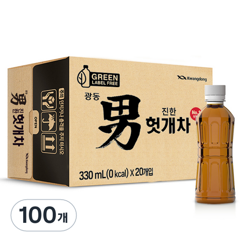 광동진한헛개차 그린 무라벨, 330ml, 100개