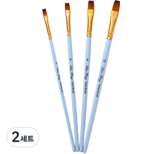 다사바바 매트블루 유화붓 4종 세트 납작붓, 2세트, 4, 6, 8, 10