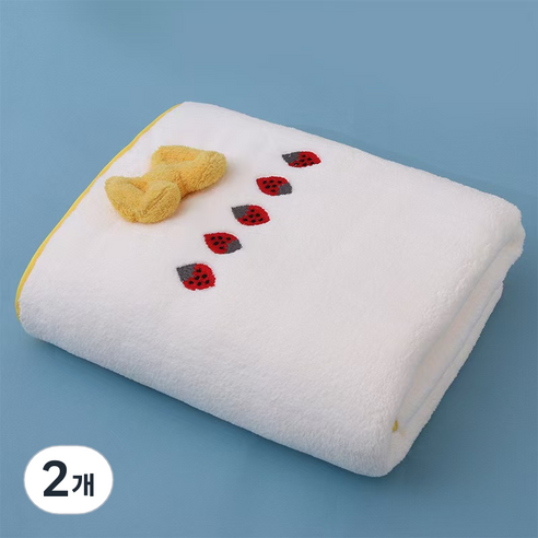 원이네 코랄벨벳 리본 바스타월 320g, 화이트, 2개