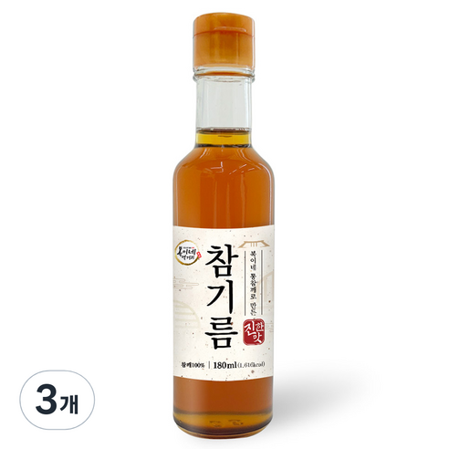 복이네먹거리 통깨로 만든 진한맛 참기름, 3개, 180ml