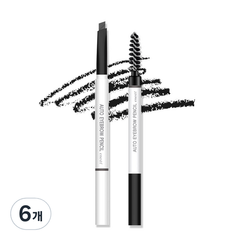 에네스티 오토 듀얼 펜슬 아이브로우 0.18g, 01 블랙, 6개