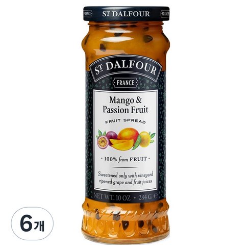 샹달프 망고 패션프루트 잼, 284g, 6개