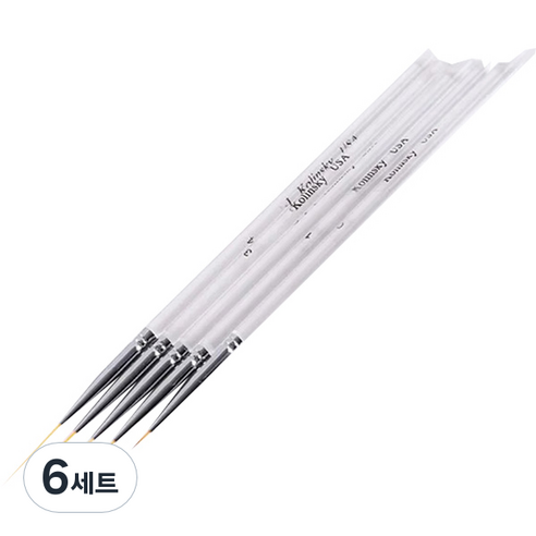 아크릴 세필 브러쉬 5종 세트 KN-B3030, 6세트, 혼합색상