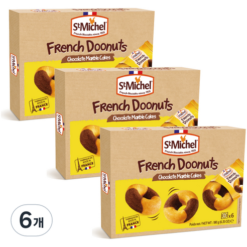 생미쉘 프렌치 마블도넛 6p, 180g, 6개