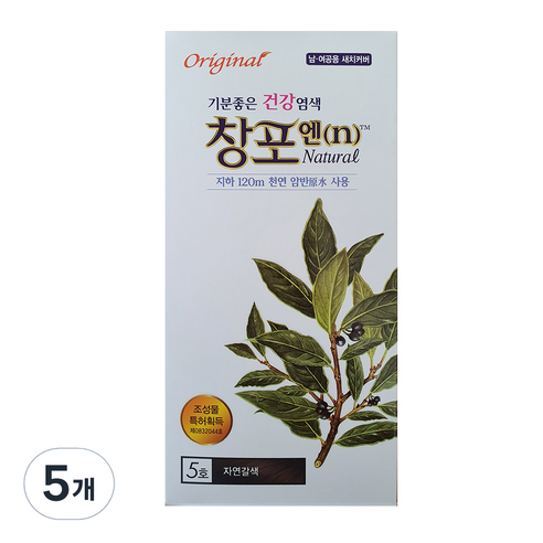 중외제약 창포엔 염색제, 5호 자연갈색, 5개