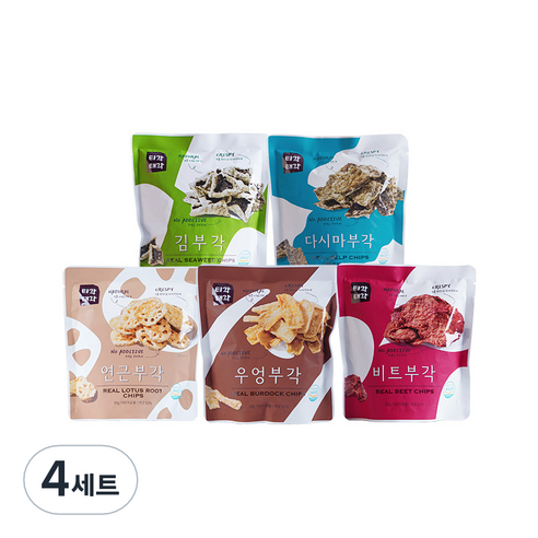 티각태각 김 + 다시마 + 연근 + 우엉 + 비트 부각 세트, 4세트, 30g