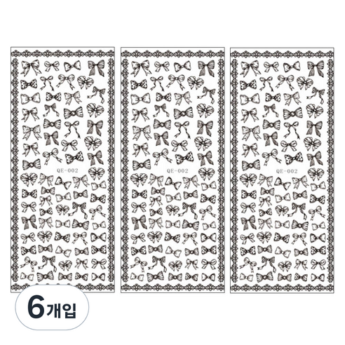이엘피코리아 네일스티커 세드리본, 혼합 색상, 6개입