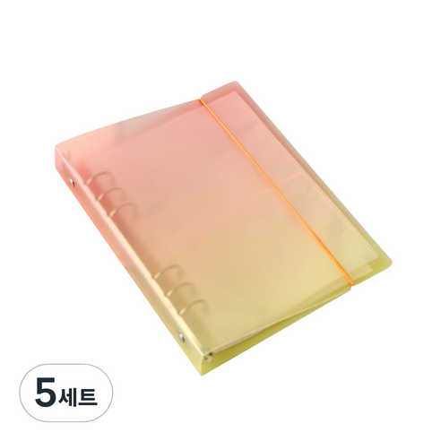 워너디스 6공 스티커 바인더 A5 + 양면 속지 40p 세트, 오렌지옐로우, 5세트