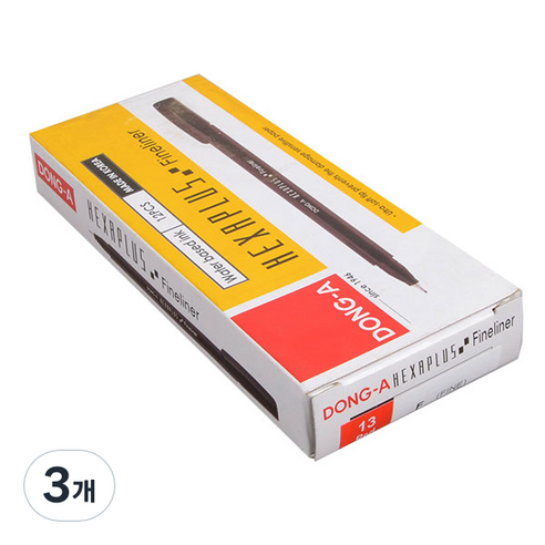 동아 헥사 파인라이너 수성펜 0.5mm x 12p, 적색, 3개