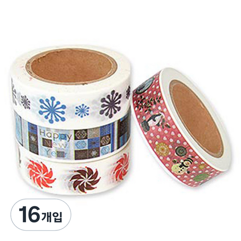 블루마토 종이테이프 크리스마스B 15mm x 10m, 랜덤 발송, 16개입
