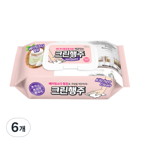자연처럼 베이킹소다함유 크린행주, 100개입, 6개