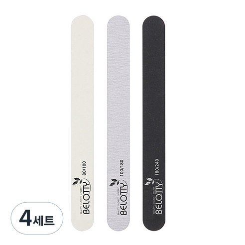 벨로티 국내생산 고급 손톱샌딩 네일파일 세트, 혼합색상, 4세트