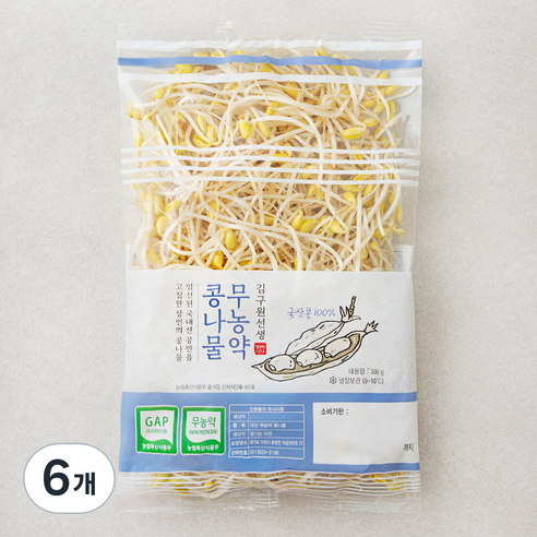 김구원선생 무농약 인증 콩나물, 300g, 6개
