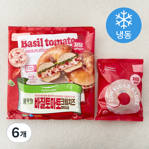 풀무원 바질 토마토 크림치즈 베이글 3개입 (냉동), 435g, 6개