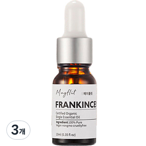 메이플릿 유기농 비건 아로마 에센셜 오일 프랑킨센스, 10ml, 3개