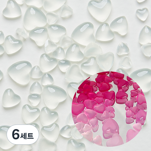 메이브라운 카멜레온 광변 하트 네일스톤, 핑크로즈, 6세트