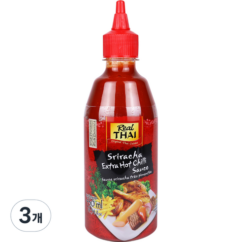 리얼타이 스리라차 엑스트라 핫칠리소스, 430ml, 3개