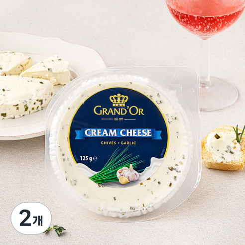 그랑도르 차이브 갈릭 크림치즈, 125g, 1개입, 2개