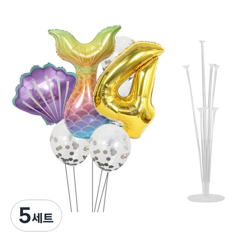 마켓감성 인어공주 스팽글 숫자 풍선세트, 타입4, 5세트