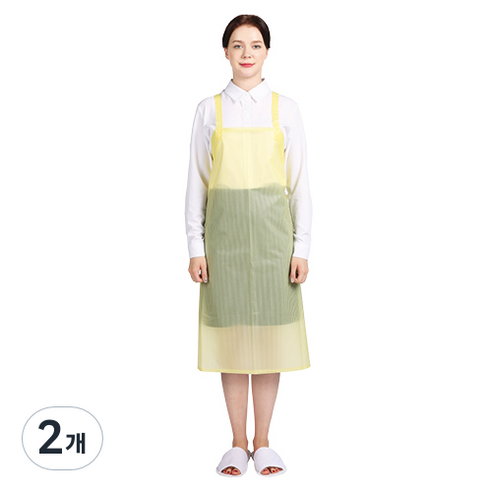 웰프런 우레탄 방수앞치마 스트라이프 중, 반투명 옐로우, 2개