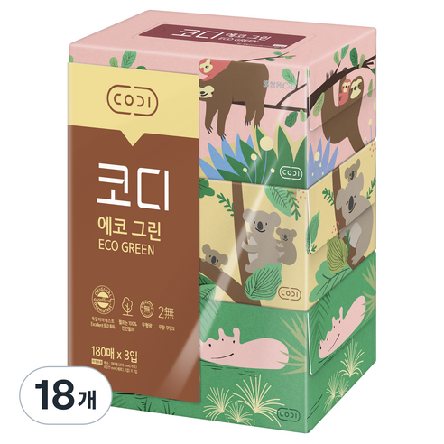 코디 에코그린 각티슈, 180매입, 18개