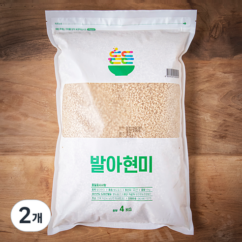 든든 찰진 발아현미 쌀, 4kg, 2개