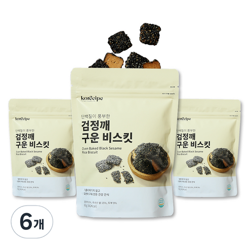 코레시피 단백질 두부 과자 간식 검정깨, 6개, 60g