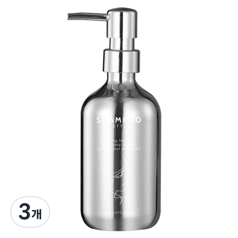 윈프라이스 크롬 미러 디스펜서 샴푸리필용 500ml, 실버, 3개